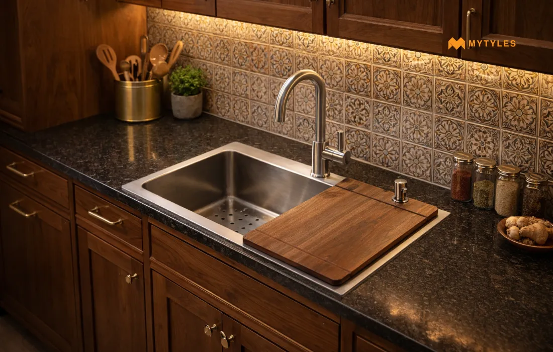 Futura Intelligent Sink (silver) in kitchen 